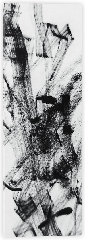 Acrylglas - Zwarte Vage Vegen op Witte Achtergrond - 20x60 cm Foto op Acrylglas (Met Ophangsysteem)