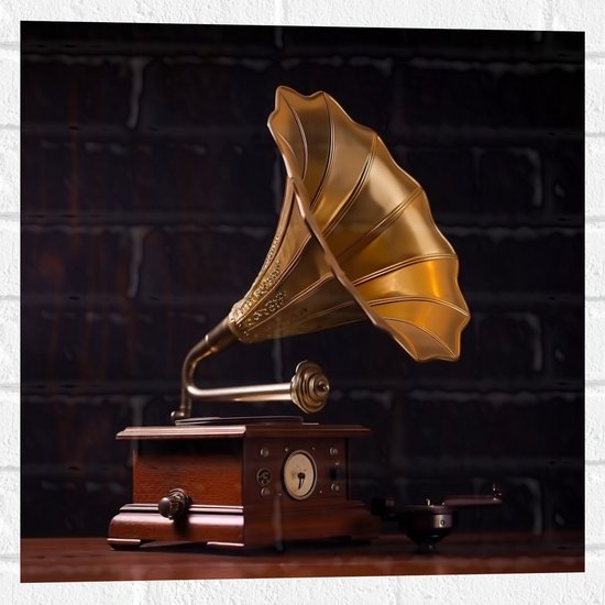 Muursticker - Antieke Grammofoon - 50x50 cm Foto op Muursticker