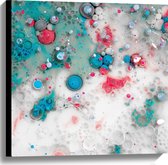 Canvas - Blauwe en Roze Vlekken tegen Witte Achtergrond - 60x60 cm Foto op Canvas Schilderij (Wanddecoratie op Canvas)