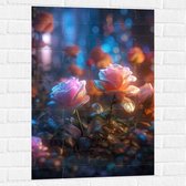 Muursticker - Rozen in Magisch Bos - 60x90 cm Foto op Muursticker