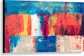 Canvas - Abstracte Vakken van Verschillende Kleuren Verf - 90x60 cm Foto op Canvas Schilderij (Wanddecoratie op Canvas)