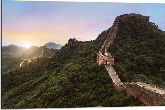 Dibond - Uitzicht op Deel van Chinese Muur - 90x60 cm Foto op Aluminium (Wanddecoratie van metaal)