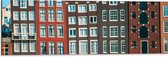 Dibond - Traditionele Grachtenpanden van Amsterdam in Verschillende Kleuren - 90x30 cm Foto op Aluminium (Wanddecoratie van metaal)