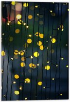 Acrylglas - Gele Lichtvlekjes aan Zwart Lichtgordijn - 40x60 cm Foto op Acrylglas (Wanddecoratie op Acrylaat)