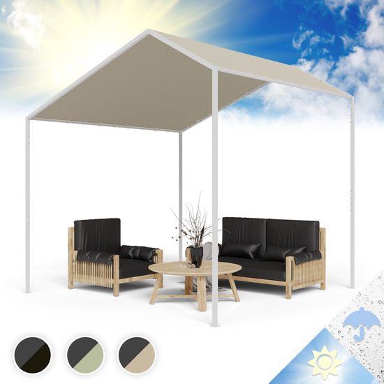Blumfeldt Pergola, Metalen Paviljoen Met Polyester Schuin Dak, Luifel Met Frame, Vrijstaande Luifel, Zonwering Voor Tuin En Terras, Tuinhuisje Waterdicht En Stabiel, Aluminium Frame