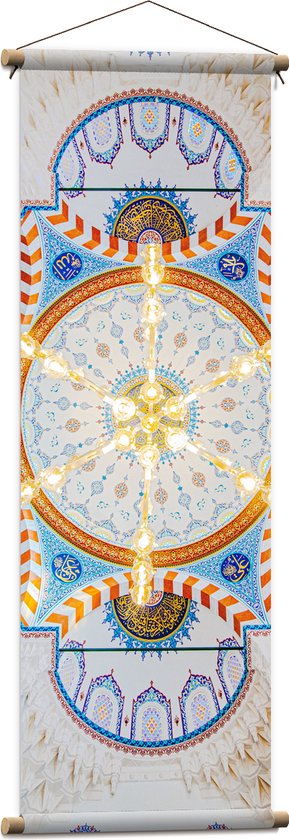 Textielposter - Plafond Versiering van Bloem - 40x120 cm Foto op Textiel