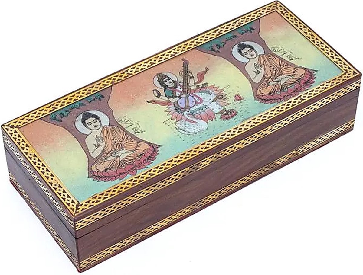 Sieradendoos – Tarot of Sieradendoos Boeddha en Saraswati – 26 x 11 cm