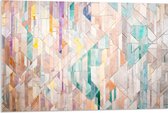 Acrylglas - Patroon van Pastelkleurige Vakken - 90x60 cm Foto op Acrylglas (Wanddecoratie op Acrylaat)