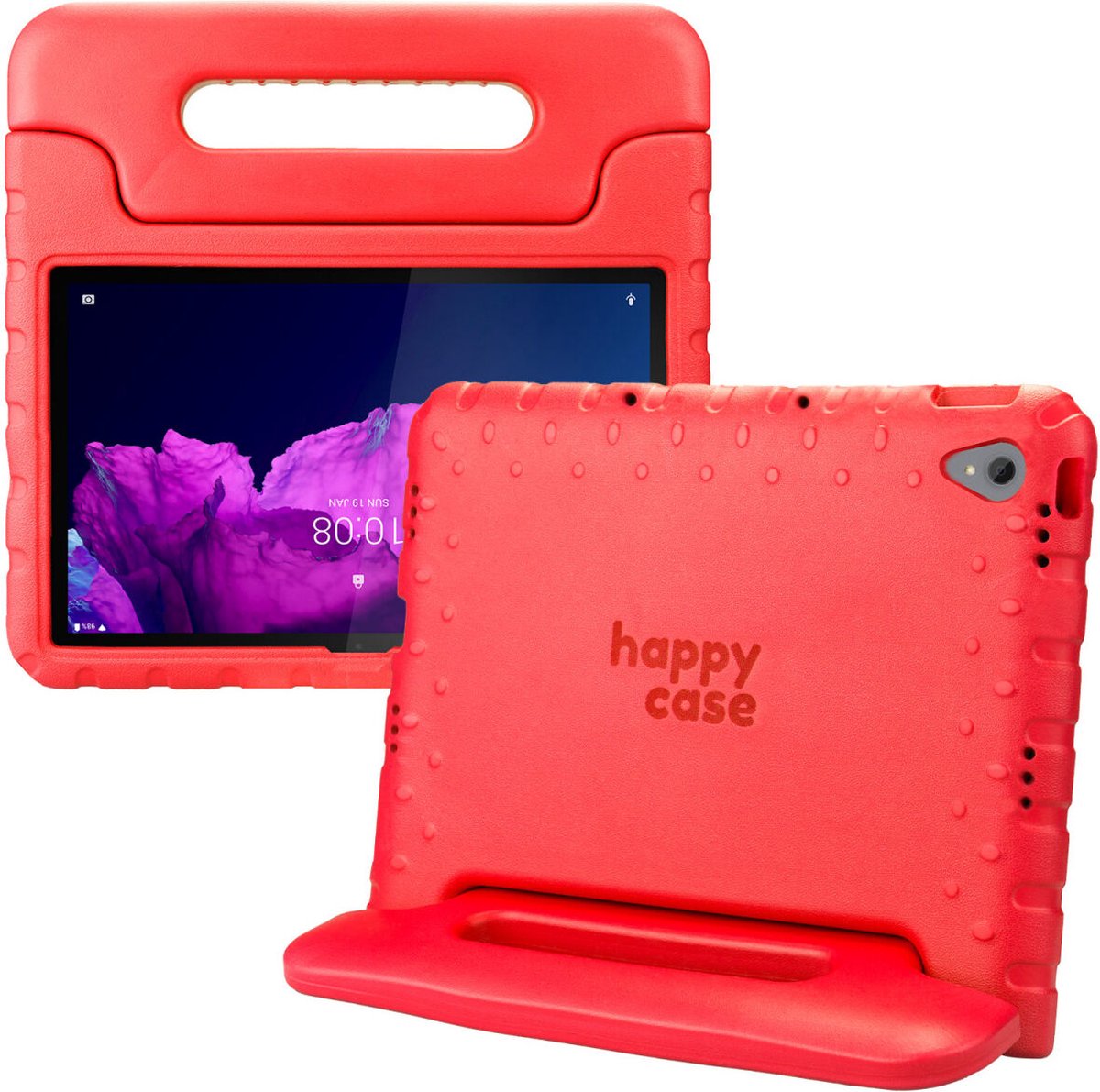 HappyCase Kinder Tablethoes Geschikt voor Lenovo Tab P11/P11 Plus | Kindvriendelijke Hoes | Beschemhoes | Kinderhoes | met Handvat en Standaard | Rood