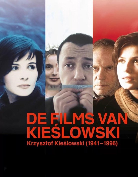 Poster met de titel 'De Films van Kieslowski'. Toont collage van filmgezichten.