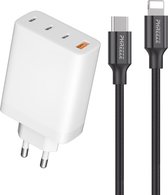 4-Poorts USB-C Lader + USB-C naar 8-PIN Kabel - 1 Meter - Geschikt voor iP 14/13/12/11/X en iP 2017,2018,2019,2020,10.2,Air