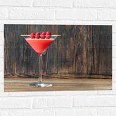 Muursticker - Roze Cocktail met Frambozen - 60x40 cm Foto op Muursticker