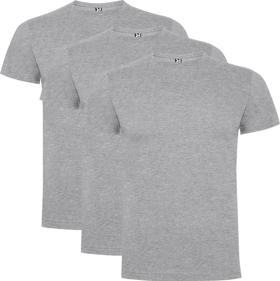 Lot de 3 T-Shirt Homme Roly Dogo Premium 100% coton Col rond Grijs clair chiné Taille S