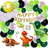 Décoration d'anniversaire garçon thème dinosaure avec gros ballons dino et arche de ballon