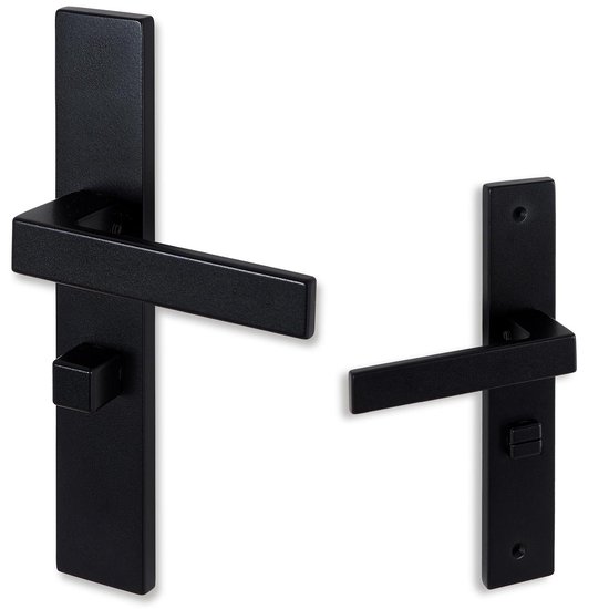 ELIOT® deurklink met WC / badkamer slot - slotafstand 63mm - mat zwart