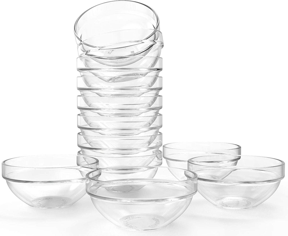 Ensemble 12 Mini Bols En Verre 6cm - Bols à Sauce, Trempettes, Desserts Et Apéritifs - Service Élégant