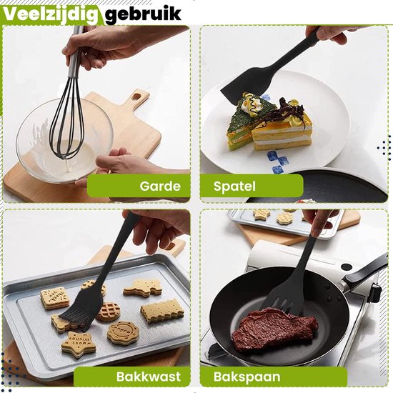 HI NATURE™ Spatel set van 5 stuks - Spatel silicone - Siliconen spatel set - Spatelset - keukengerei set - Keukenspatel | Hittebestendig - Vaatwasserbestendig | Bakspaan -... - Afbeelding 3