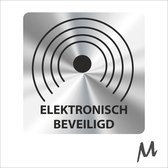 Sticker - "ELECTRONISCH BEVEILIGD" - Etiketten - Zilver/Zwart - 20x20mm - 500 Stuks - Signaal