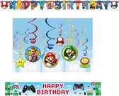 Amscan – Super Mario – Versierpakket – Letterslinger – Plafond decoratie – Banner – Versiering - Kinderfeest.