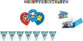 Amscan – Super Mario – Versierpakket – Letterslinger – Uitnodigingen – Vlaggenlijn - Ballonnen – Versiering - Kinderfeest.