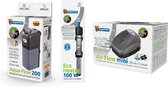 SuperFish - AquaFlow Dual Action 200 - Aquariumfilter + SuperFish - Eco heater - 100w - 21cm + Air Flow Mini - Aquariumpomp - Beluchting - Combideal