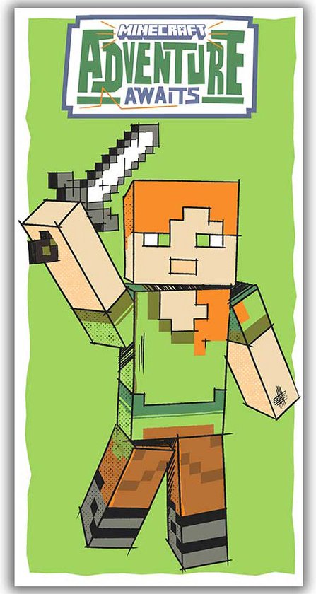 Minecraft Strandlaken, Adventure Awaits - 70 x 140 cm - Polyester