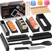 [17 stuks] Sushimaker, sushiset om zelf te maken, 8 vormen, doe-het-zelf herbruikbare sushimakerset, sushiset met sushimes, rijstbalvormpjes, bamboematten, eetstokjes, voor beginners