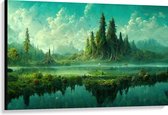 Canvas - Natuurrijk Landschap aan het Water - 120x80 cm Foto op Canvas Schilderij (Wanddecoratie op Canvas)