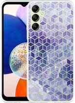 Cazy Hoesje geschikt voor Samsung Galaxy A14 4G/5G Paars Hexagon Marmer