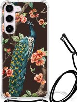 Smartphone hoesje Samsung Galaxy S23 Beschermhoesje met transparante rand Pauw met Bloemen