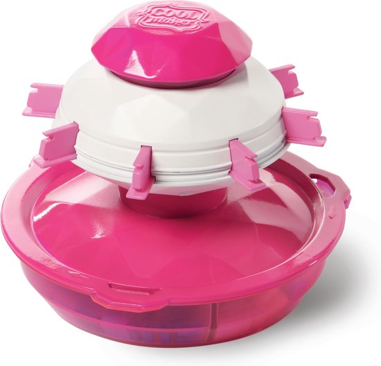 De roze en witte Pop Style Bracelet Maker met de deksel erop, met de Cool Maker logo.