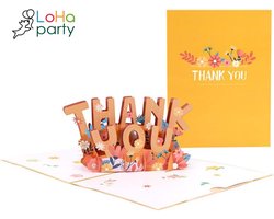 Loha-party®Bedankt 3D kaart -thank You Cards- Pop-up Wenskaarten 3D-kaart voor Vakantie Kerstmis, Verjaardag, Jubileum, Dank u, Bruiloft