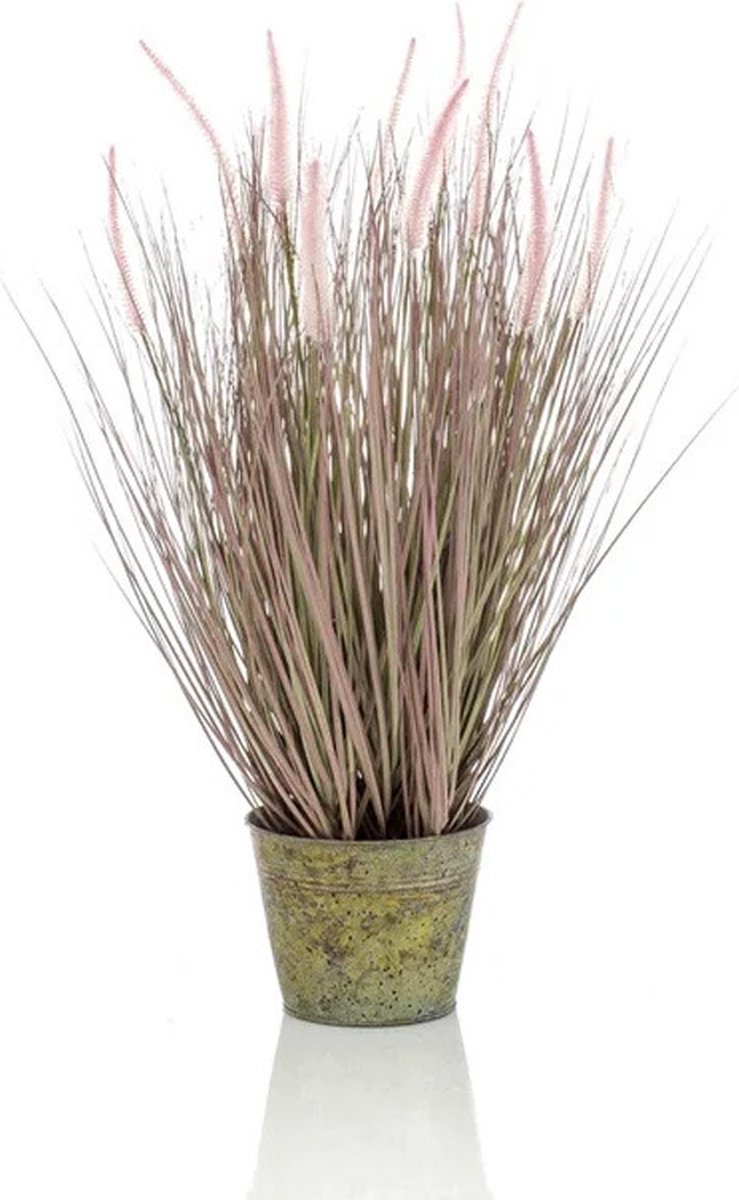 Kunstplant Pennisetum - 72 cm - Zinken Pot van 14 cm - Kunstplant voor Binnen