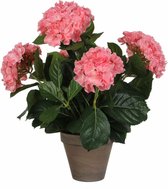 Plante artificielle Hortensia Rose - H 45cm - Pot décoratif en céramique - Décorations Mica