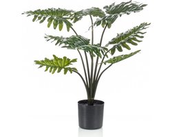 Groene Philodendron kantoor kunstplant 60 cm in zwarte pot - Kantoorplanten/kunstplanten/nepplanten