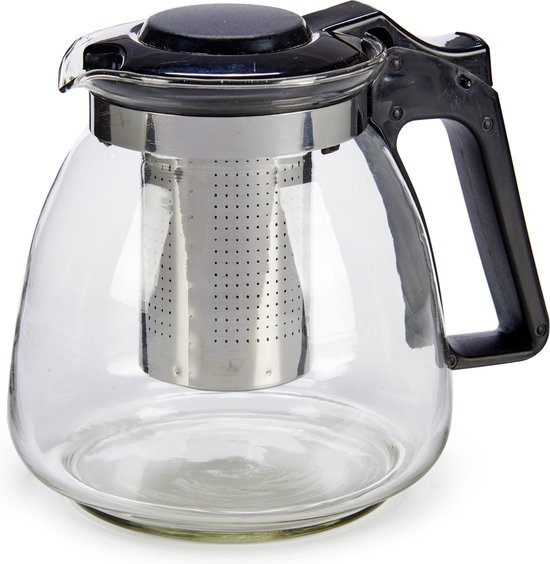 Glazen theepot 900 ml met filter/infuser en handvat - Theepotten/theekannen van glas - Theepot met thee infuser