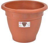 Terra cotta kleur ronde plantenpot/bloempot kunststof diameter 30 cm - Plantenbakken/bloembakken voor buiten