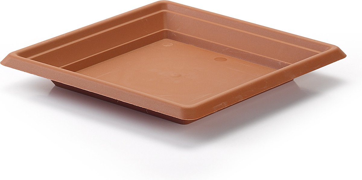 PlasticForte Opvangschaal - terracotta bruin - vierkant - voor pot van 30 cm - kunststof