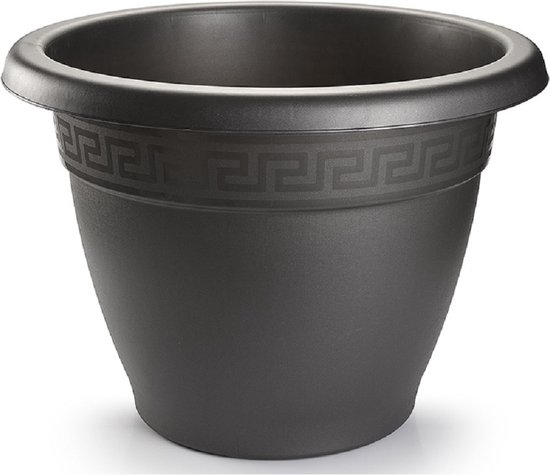 2x jardinières / pots de fleurs anthracite 25 cm - maison / accessoires de jardin / décoration - pots de fleurs ronds / pots de fleurs pour intérieur / extérieur