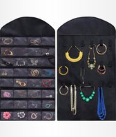 Aerend - Sieraden organizer - Dubbelzijdige hangende en doorzichtige Juwelenstandaard - Opbergaccessoires - Opbergtas boven de deur in zwart - Voor kettingen, oorbellen, zonnebrillen, ringen, Make-up