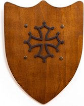 Rustiek Houten Schild met heraldisch kruis - Verkleedaccessoire - Ridders - Tenue - Kostuum - Kind - Kalid Medieval Toys