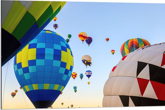 Dibond - Tussen de Luchtballonnen in de Lucht - 90x60 cm Foto op Aluminium (Met Ophangsysteem)