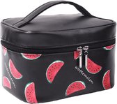 Make-up tas - Toilettas - Reizen - Onderweg - Zwart met watermeloen