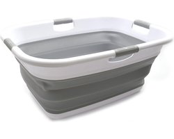 49L Opvouwbare Wasmand Rechthoek Opvouwbare Opbergbak Draagbare Ruimtebesparende Kofferbak Huisdier Badkuip (Grijs),Afmetingen:64.8 x 48 x 26cm