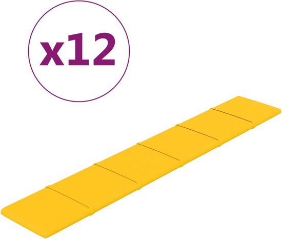 vidaXL - Wandpanelen - 12 - st - 1,62 - m² - 90x15 - cm - fluweel - geel