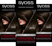 Bol.com Syoss Baseline - 3-1 Dark Brown - Haarverf - Haarkleuring - Voordeelverpakking - 3 Stuks aanbieding