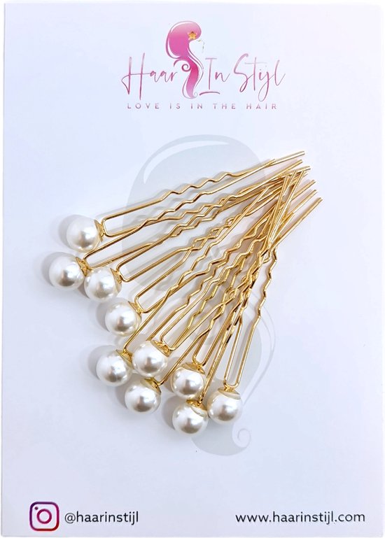 Cheveux in Style® Lulu Serie Goud - lot de 10 épingles à cheveux en perles d'une taille de perle de 12 mm