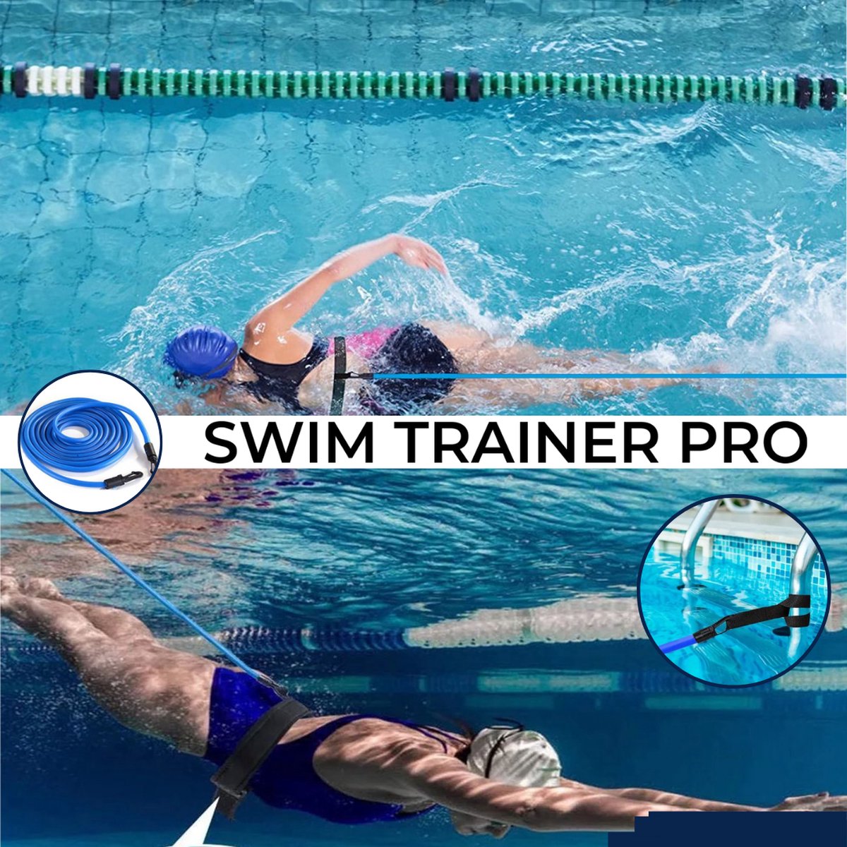 Swim Trainer Pro - Zwemelastiek Rood - 3 Meter - Volwassen - Zwem Training - Zwemgordel - Trainingsbanden - Zwem Weerstand - Vakantie accessoire voor in het zwembad - Zwemriem — afbeelding 5