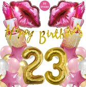 Snoes Mega Beauty Helium Ballonnen Set 23 Jaar - Roze Helium Folieballonnen - Slinger Happy Birthday Goud