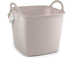 Plasticforte Kuip/emmer/wasmand - flexibel - beige - 27 liter - vierkant - kunststof - 36 x 34 x 37 cm